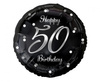 Balon foliowy 50 urodziny Happy 50 Birthday czarny nadruk srebrny 45 cm