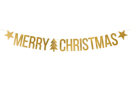 Baner PartyDeco "Merry Christmas" złoty 10.5 x 150 cm
