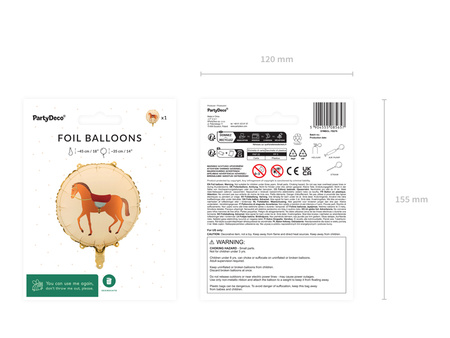 Balon foliowy Koń, 45 cm, mix
