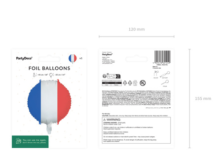 Balon foliowy Flaga Francji 35 cm