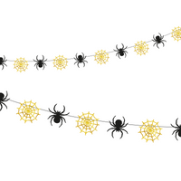 Girlanda Pająki i pajęczyny Halloween złoto-czarna 220 cm