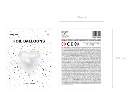 Balon foliowy Serce biały 45 cm