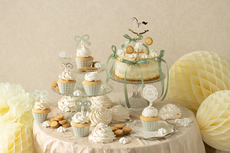 Zestaw Baby Shower do muffinek Oh Baby jasnozielony 6 szt.