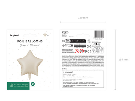 Balon foliowy Gwiazdka, 48cm, jasny beż