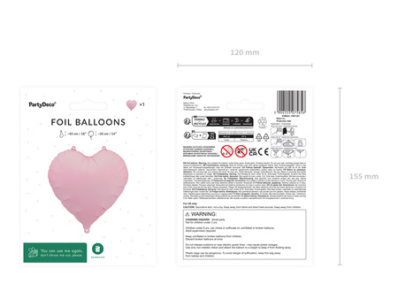 Balon foliowy Serce różowy 45 cm