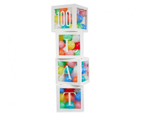 Zestaw pudełek 30 cm na balony z literami 100 LAT, 4 szt.