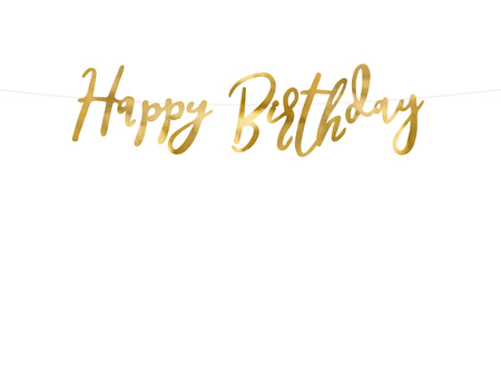 Baner Happy Birthday złoty 16,5 x 62 cm