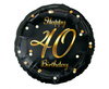 Balon foliowy 40 urodziny Happy 40 Birthday czarny nadruk złoty 45 cm