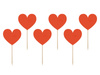 Dekoracje do muffinek Serca czerwone 11 cm 6 szt. PartyDeco