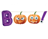 Girlanda papierowa Boo Halloween pomarańczowa 150 cm