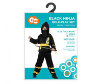 Zestaw dla dzieci Czarny Ninja (bluzka z kapturem, pasek, maska, spodnie), rozm.130/140 cm