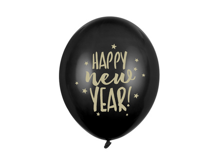 Balony 30cm, Happy New Year, Pastel Black