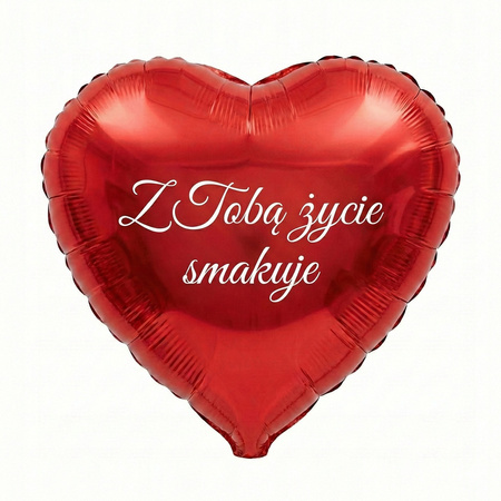 Balon personalizowany Serce czerwone 45 cm z helem 
