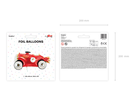 Balon foliowy Auto, 111x63 cm, mix