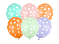 Balony lateksowe Kropki mix 30 cm 6 szt.