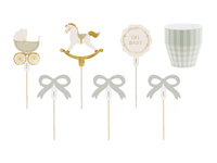 Zestaw Baby Shower do muffinek Oh Baby jasnozielony 6 szt.