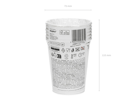 Kubeczki papierowe z ornamentem białe 220 ml 6 szt.