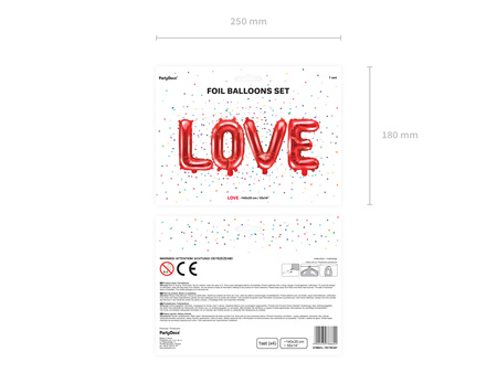Balon foliowy Love, 140x35cm, czerwony