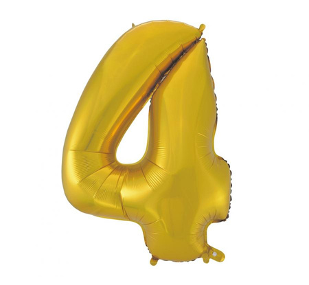 Balon foliowy B&C "Cyfra 4", złota, matowa, 92 cm