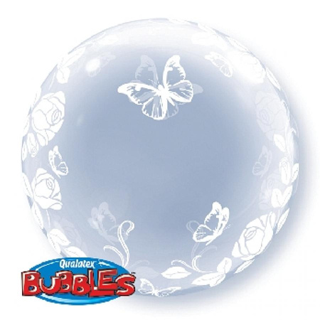 Balon foliowy 24" QL Bubble Deco "Róże i motyle"