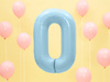 Balon foliowy Cyfra 0 jasnoniebieski 86 cm