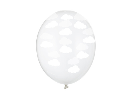 Balony 30cm, Chmurki, Crystal Clear (1 op. / 50 szt.)