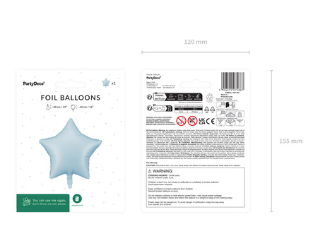 Balon foliowy Gwiazdka, 48cm, mglisty niebieski