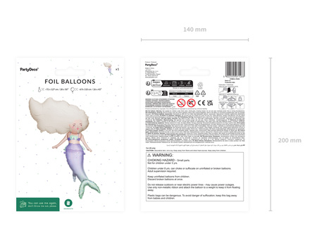 Balon foliowy Syrena, 72x52 cm, mix