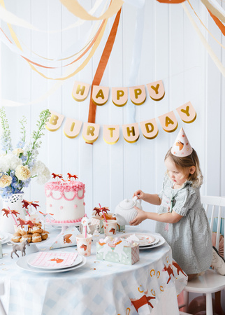 Baner Happy Birthday Konie brązowy 13 x 150 cm