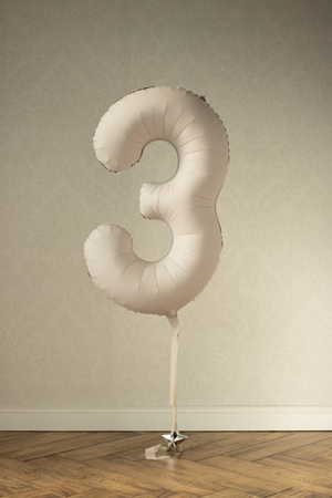 Balon foliowy Cyfra 3 jasny beż 86 cm