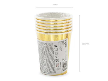 Kubeczki papierowe 40 urodziny 40th Birthday złote 220 ml 6 szt.