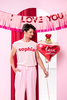 Baner I Love You różowy 150 x 30 cm PartyDeco