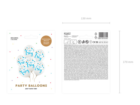 Balony 30cm, It's a Boy, Pastel Pure White (1 op. / 6 szt.)