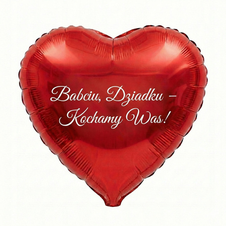 Balon personalizowany Serce czerwone 45 cm z helem 