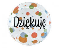 Balon foliowy Dziękuję kolorowe grochy 45 cm