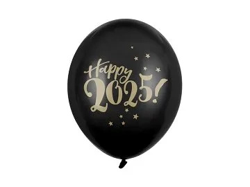 BALONY 30CM HAPPY 2025! PASTEL BLACK