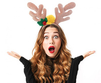 Opaska na głowę z motywem rogów renifera, złota, na Boże Narodzenie