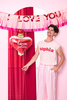 Baner Walentynki I Love You różowy 150 x 30 cm