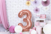 Balon foliowy Cyfra 3 różowe złoto 86 cm
