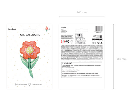 Balon foliowy Kwiatek czerwony 53 x 96 cm