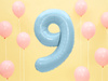 Balon foliowy Cyfra 9 jasnoniebieski 86 cm