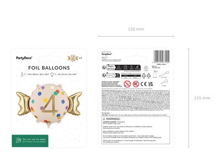 Balon foliowy Cukierek 4 urodziny Happy 4 Birthday 61 x 37 cm
