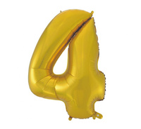 Balon foliowy Cyfra 4 matowy złoty 92 cm