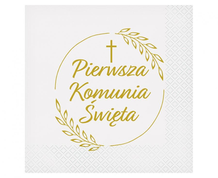 Serwetki papierowe Pierwsza Komunia Święta kłosy 33 x 33 cm 20 szt.
