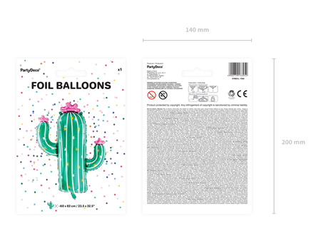 Balon foliowy Kaktus zielony 60 x 82 cm