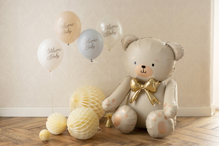 Balon foliowy Miś siedzący kremowy 89 cm