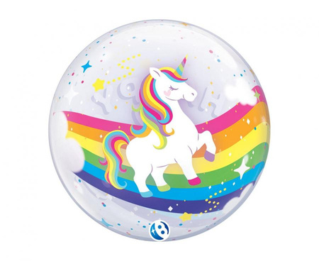 Balon Takara BUBBLE BALLOON Birthday Rainbow Unicorn, 22"