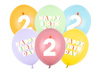 Balony lateksowe 2 urodziny Happy 2 Birthday mix 30 cm 6 szt.