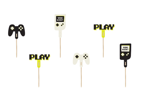 Dekoracje do muffinek Gamer 6-10,5 cm 6 szt.