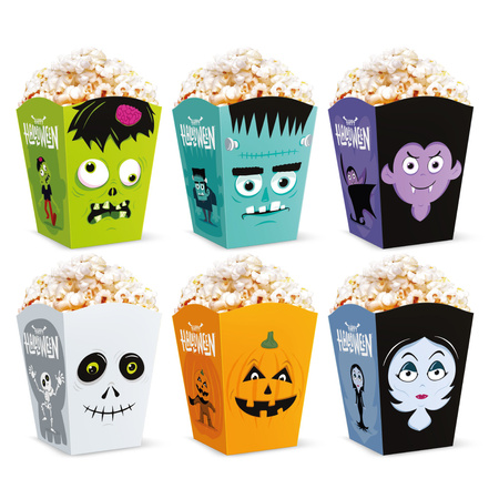 Pudełko na popcorn Halloween Monsters 10x7,5cm 6szt.